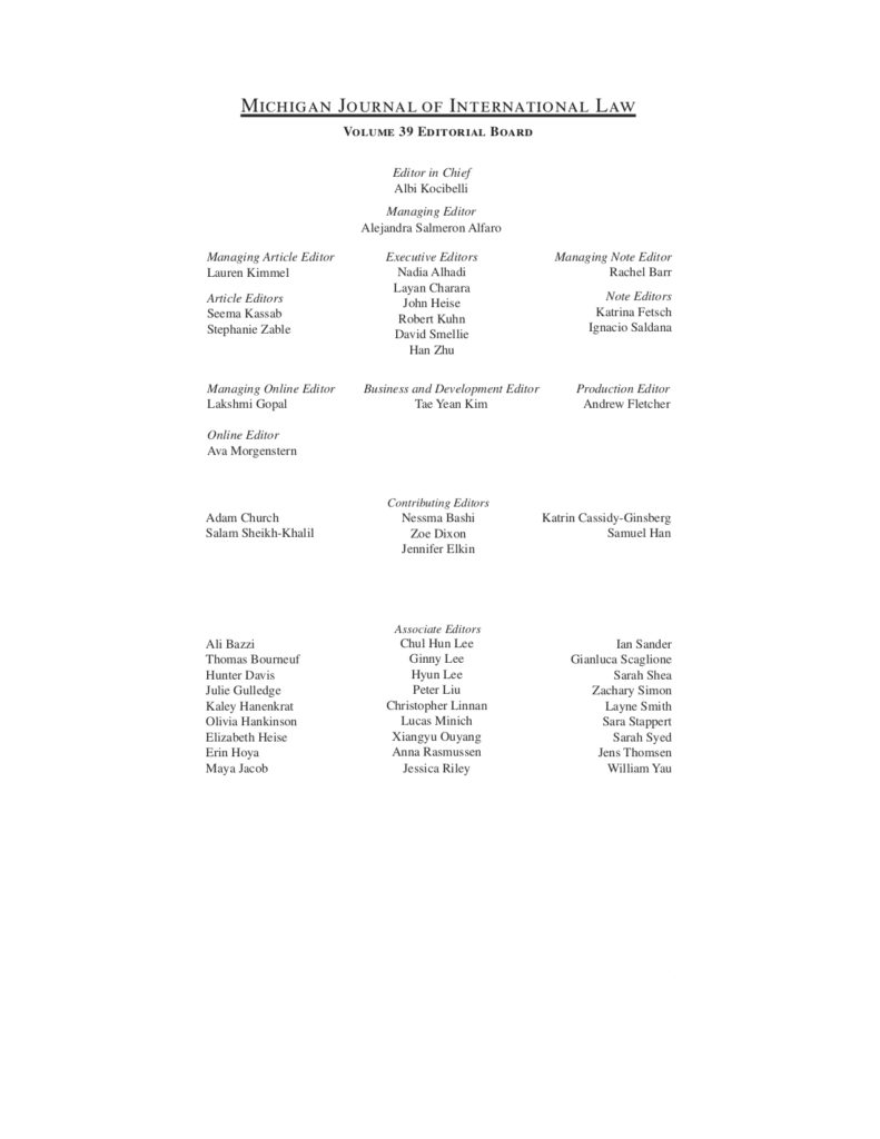 Screenshot of the names of the Editorial board for the 39th Volume editorial board